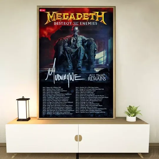 MEGADETH - MUDVAYNE Destroy All Enemies 2024 North America Tour Poster Print