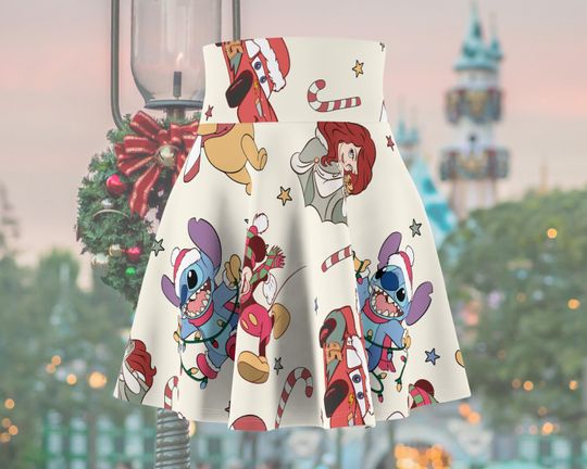 Retro Christmas Seamless Women's Skater Skirt