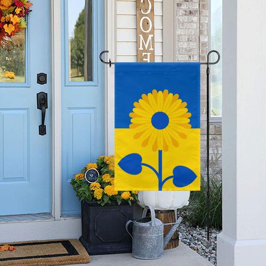 sunflower Ukrainian garden flag, Stand With Ukraine Garden Flag