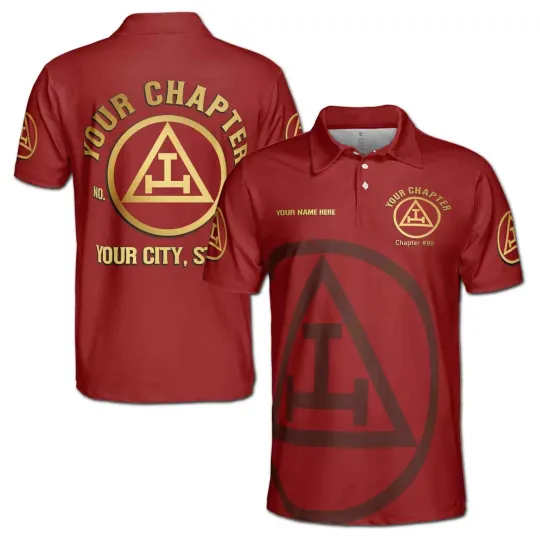 Custom Name Royal Arch Masonry York Rite Freemasonry Masonic Men's Polo Shirt