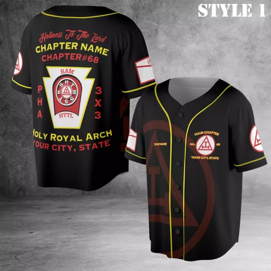 Custom Name Royal Arch Masonry York Rite Freemason 3D Baseball Jersey