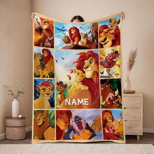 The Lion King Movie Characters Blanket, Personalized The Lion King Blanket, The Lion King Birthday Gifts, Lion King Fleece Blanket