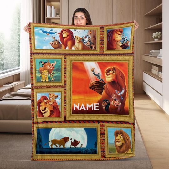 Personalized Lion King Blanket, Lion King Birthday Gift, Lion King Bedding, Personalized Baby , Baby Name Blanket, Lion King Gift