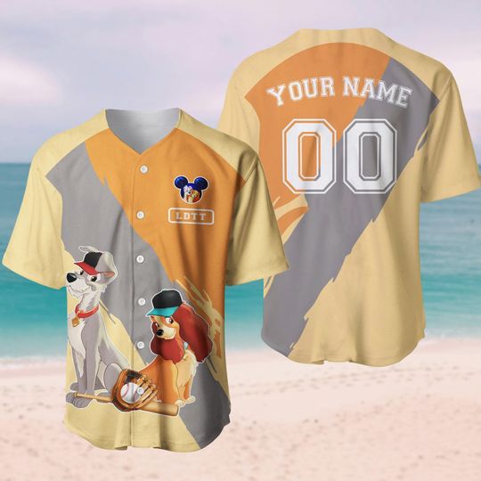 Custom Lady And The Tramp Baseball Jersey, Disney Couple Shirt, Cartoon Outfit, Disneyland Trip Shirt, Magic Kingdom Gift For Him Her