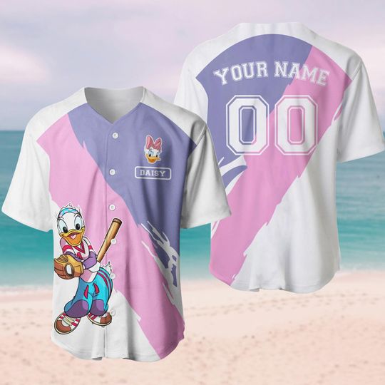 Custom Daisy Duck Baseball Jersey, Personalized Disney Shirt With Name And Number, Cartoon Sport Shirt, Disneyland Trip Gift For Her