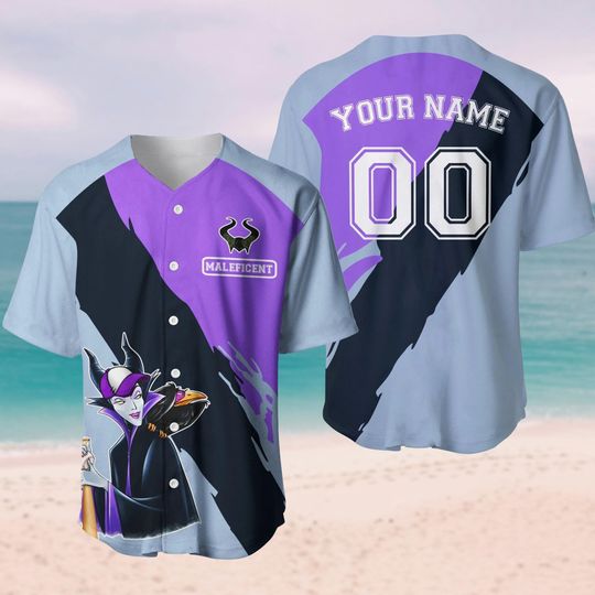 Custom Maleficent Baseball Jersey, Disney Villain Shirt With Name And Number, Witch Movie, Magic Kingdom Outfit, Maleficent Fan Gift