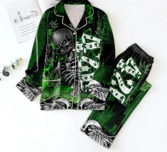 Skull Cannabis 420 True Love Pajamas Set