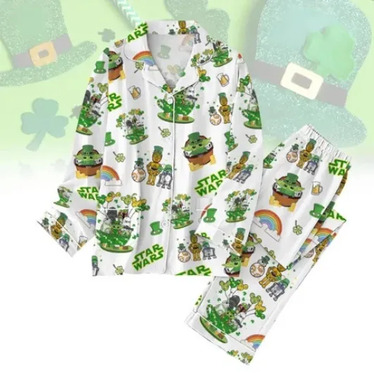 StarWars St Patricks Day Pajamas Set, YodaDarthVader Lucky Pajamas Pants
