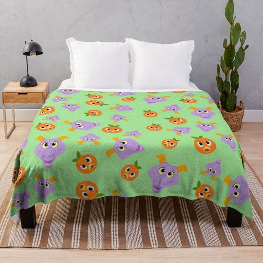 Festival Fresh - Figment and orange bird (green) Throw Blanket