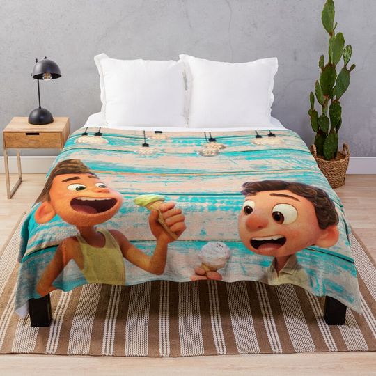 Luca Movie Friends Ice Cream Alberto Summer At the Beach Throw Blanket