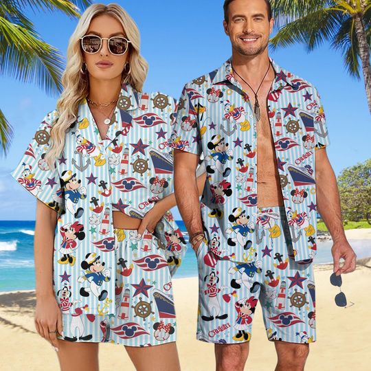 Disney Cruise Hawaiian Shirt, Mickey and Friends Hawaiian Shirt, Disney Summer Shirt, Cruise Trip 2025 Shirt, Disney Family Cruise Shirts