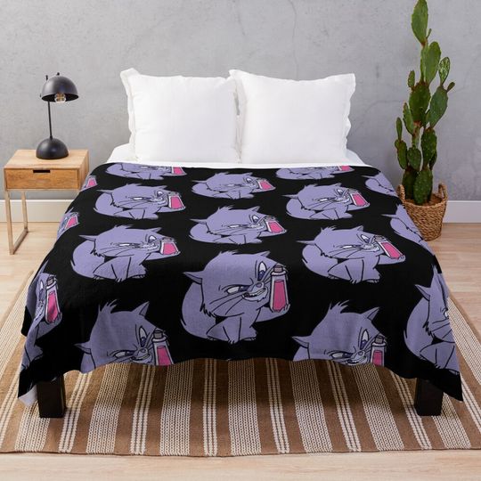 Yzma Cat With Poison Bottle Throw Blanket