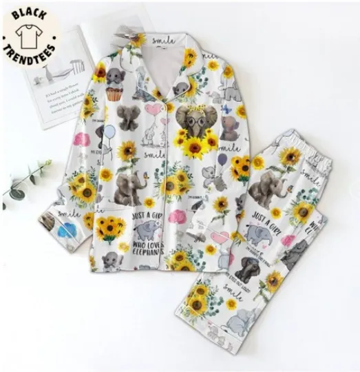 Just A Girl Who Love Elephants Sunflower Design Pijamas Set