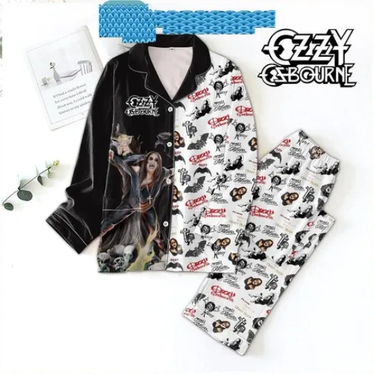 Ozzy Osbourne Crazy Man Bart At Th3 Moon  Satin Pajamas Set