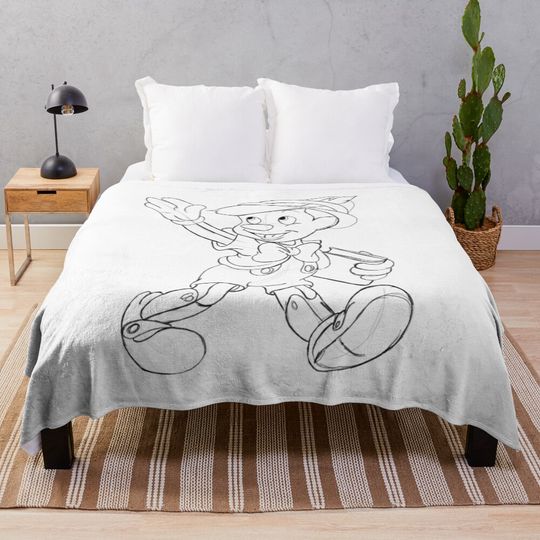 Pinocchio Sketch Throw Blanket