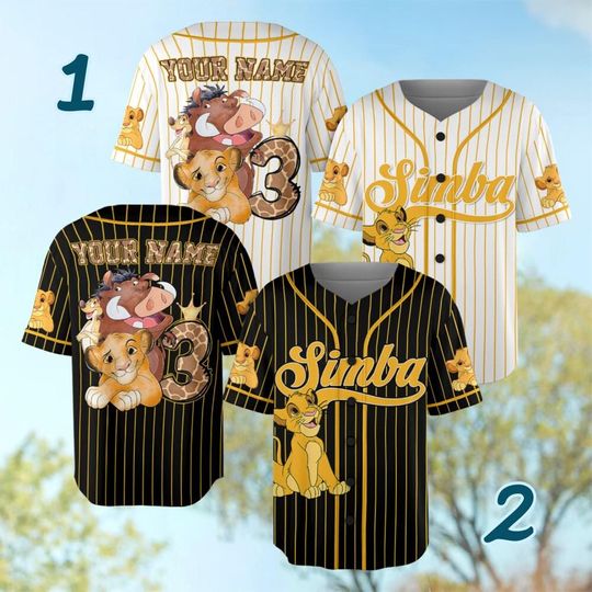 Custom Disney The Lion King Simba Baseball Jersey, Personalized Disney Jersey, Gift For Kids Adult Unisex