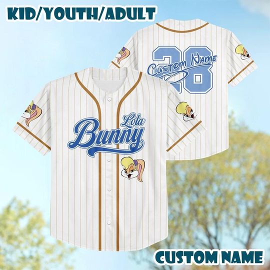 Personalized Lola Bunny Baseball Jersey, Custom Name Kid Youth Adult Disney Jersey, Looney Tunes Shirt, Birthday Gift for Kids