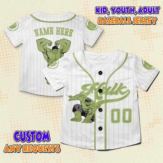 Custom Disney Marvel Hulk Baseball Jersey, Personalized Disney Jersey, Gift For Kids Adult Unisex