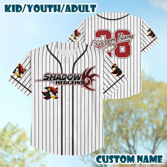 Personalized Shadow the Hedgehog Baseball Jersey, Custom Name & Number  Kids, Youth, Adult Sizes, Sonic Birthday Gif