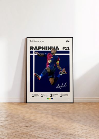 Raphinha Poster, FC Barcelona Print, Raphinha Fan Gift, Soccer Gifts, Football Player Poster, Soccer Wall Art, Sports Bedroom Print
