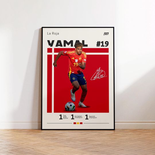 Lamine Yamal Poster, Spain Football Print, Lamine Fan Gift, Soccer Gifts, Football Player Poster, Soccer Wall Art, Sports Bedroom Print