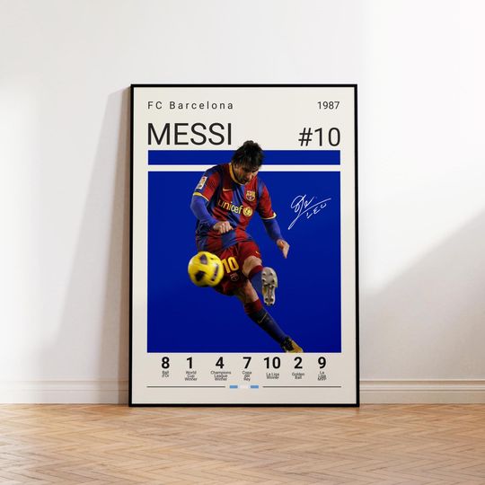 Lionel Messi Poster, FC Barcelona Print, Messi Fan Gift, Soccer Gifts, Football Player Poster, Soccer Wall Art, Sports Bedroom Print