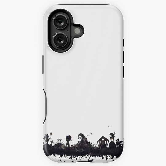 Halloween Town Nightmare Before Christmas Inspired Watercolor Skyline iPhone Case