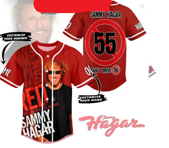 Sammy Hagar Red My Uncensored Life in Rock Personalized Baseball Jersey