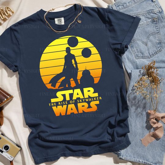 Star Wars Rise Of Skywalker Rey BB-8 Silhouette Shirt, Star Wars Shirt For Fan, Disney Family T-shirt, Galaxy's Edge, Star War Merch