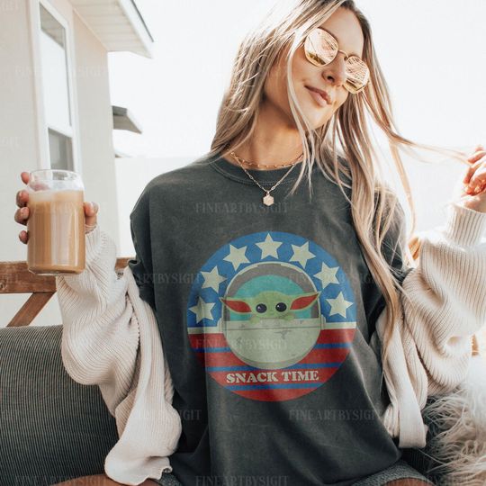 The Child Snack Time Americana Shirt, Mandalorian Grogu American Tee, Star Wars Shirt, Star Wars Shirt, Star War Gift