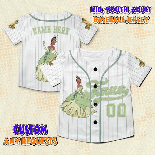 Custom Disney Princess Tiana Baseball Jersey, Personalized Disney Jersey, Gift For Kids Adult Unisex