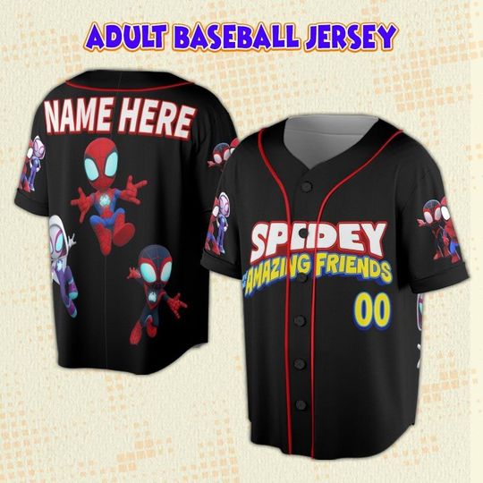 Custom Spidey And His Amazing Friends Baseball Jersey, Personalized Disney Jersey, Gift For Kids Adult Unisex