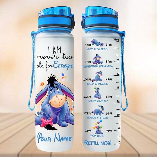 Custom Eeyore Water Tracker Bottle, Winnie The Pooh Water Bottle, Animal Bottle For Lover, Pooh Bear Bottle, Cartoon Gifts