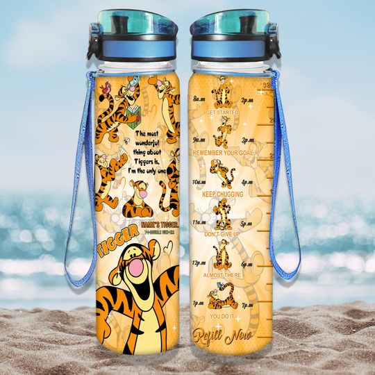 Disney Tigger Water Tracker Bottle, Winnie The Pooh Water Bottle, Tigger Tiger Sport Bottle, Disney Character Daily Water Tracker