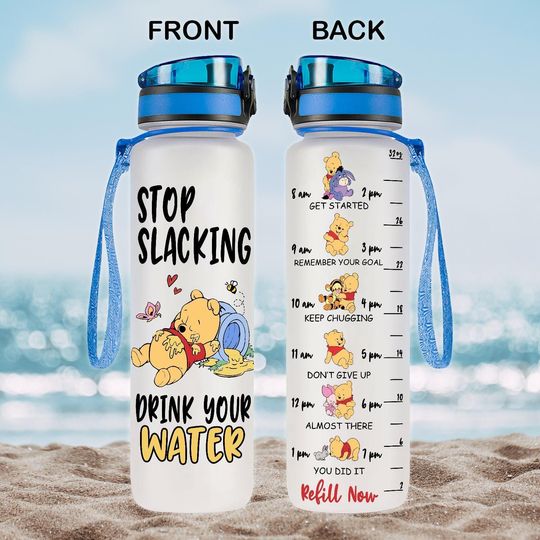 Winnie The Pooh Water Bottle, Pooh And Friends Water Tracker, Disney Character Sport Bottle, Magic Kingdom Cup, Disneyland Trip Bottle
