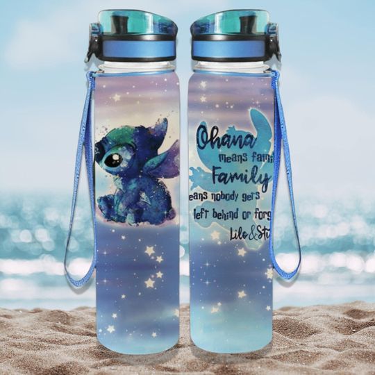 Disney Stitch Water Tracker Bottle, Lilo & Stitch Water Bottle, Ohana Means Family Drinkware Bottle, Disney Bottle, Magic Kingdom