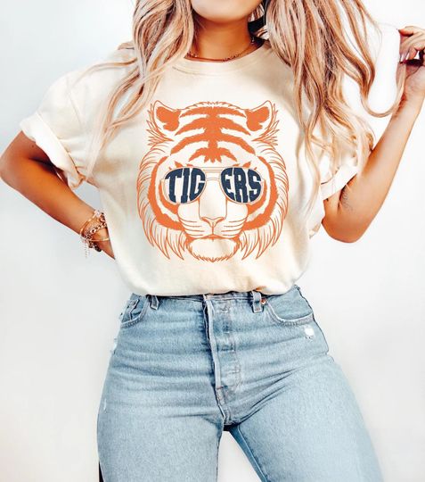 Retro Blue and Orange Tigers Shirt Tigers Crewneck Tigers Baseball Game Day Apparel Tigers Mascot Shirt