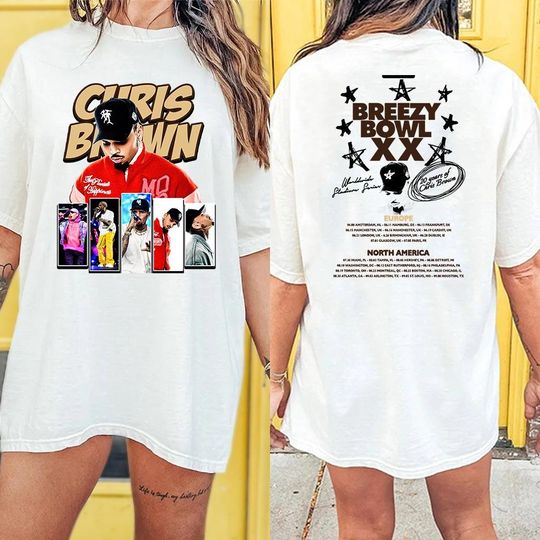 Chris Brown Graphic Shirt, 2025 Chris Brown Breezy Bowl XX Tour T-Shirt, Chris Brown Album Shirt, Chris Brown Fan Gift, Chris Brown Merch