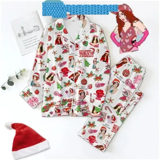 Chappell Roan Pink Pony Cl-ub 2024 Christmas Satin Pajamas Set