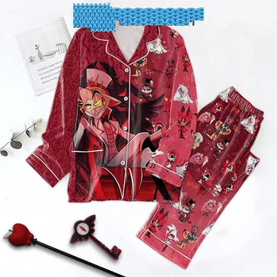Hazbin Hotel Anime Satin Pajamas Set