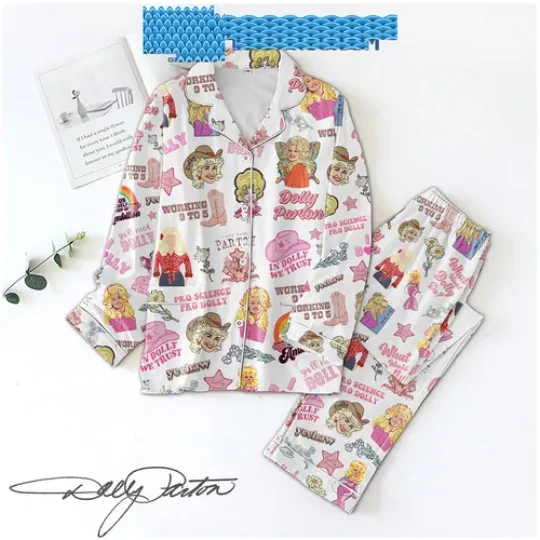 Dolly Parton In Dolly We Trust Satin Pajamas Set
