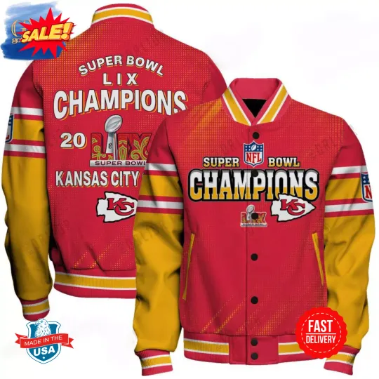Kansas City Chief Super Bowl LIX Champions Baseball Jacket