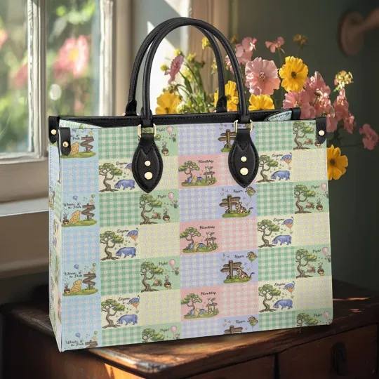 Personalized Winnie The Pooh Bear Leather Handbag, Winnie The Pooh Lovers Gift
