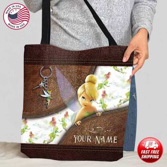 Personalized Tinker Bell Tote Bag, Tinker Bell Handbag, Tinker Bell Lovers Gift