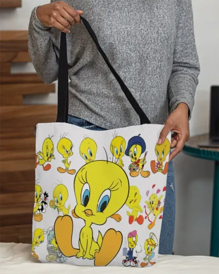 Tweety Bird Tote Bag, Funny Tweety Bird Handbag, Looney Tunes Lovers Gift Bag