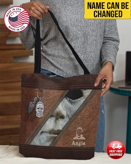 Personalized Halloween Michael Myers Tote Bag, Michael Myers Killer Handbag Gift