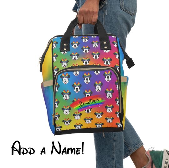 Disney Minnie Mouse Rainbow Diaper Backpack, Disney Diaper Bag, Minnie Diaper Bag, Toddler Diaper Bag, Large Diaper Backpack, Minnie Mouse