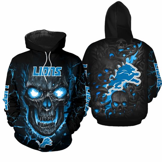 Detroit Lions Hoodie Pullover Lava Skull Football Team Fan, Detroit Lions 3D Printed Hoodie, Detroit Lions Team Football Hoodie, Detroit Lions Game Day Football Hoodie
