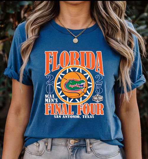 Florida Gators Final Four 2025 Men's Basketball Burst Royal T-Shirt