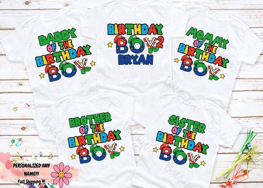 Super Mario Birthday Shirt, Personalized Mario Birthday Shirt, Matching Mario Birthday tee, Mario Theme party Birthday shirt, Birthday tee
